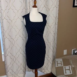 Navy polka dot work dress